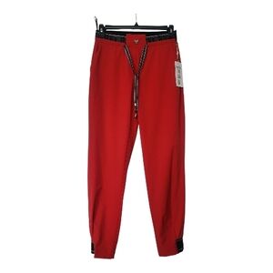 Women's Red Drawstring Track Joggers